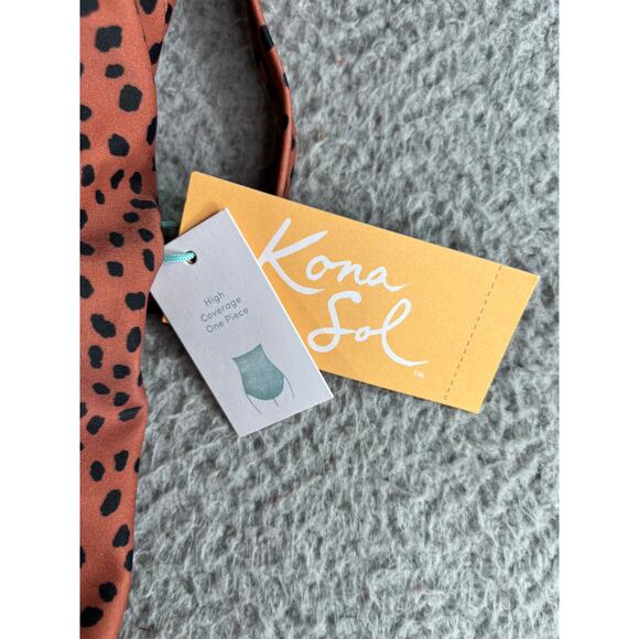 Kona Sol Swimsuit Womens Size 22 Brown Polka Dots Adjust Straps One Piece NWT - Picture 2 of 11